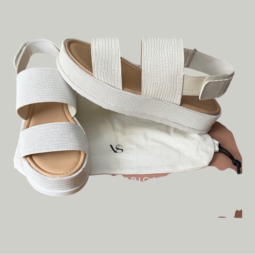 Via Spiga White Gabourey textured platform sandals